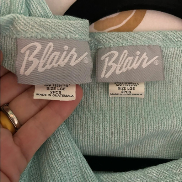Blair Size Large Twin Set with short sleeve shell! Shimmer mint color! NWOT - Picture 4 of 7